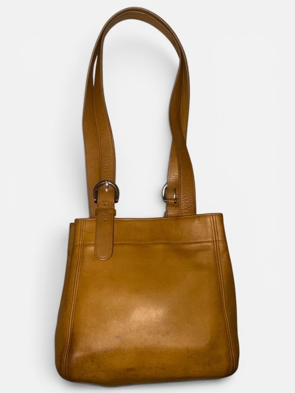 VTG Coach Buckle Tote 4157 Toffee Leather Nickel Waverly Soho 90s Dominican Rep - Picture 5 of 11